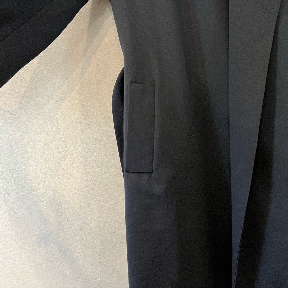 Talbots Satin Full Length Trench Coat French Cuffs Wide Belt XL Black Lined - Picture 5 of 14